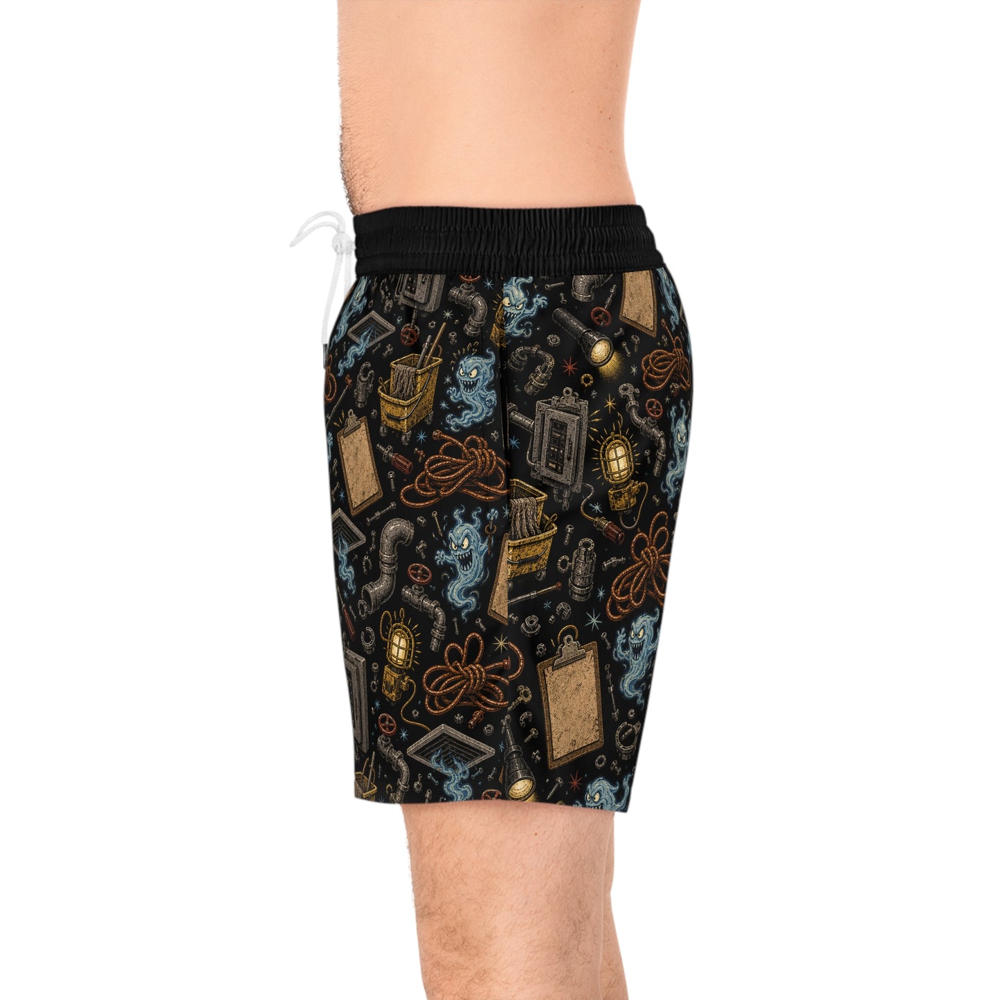Dead Lake Creature Print Swim Shorts