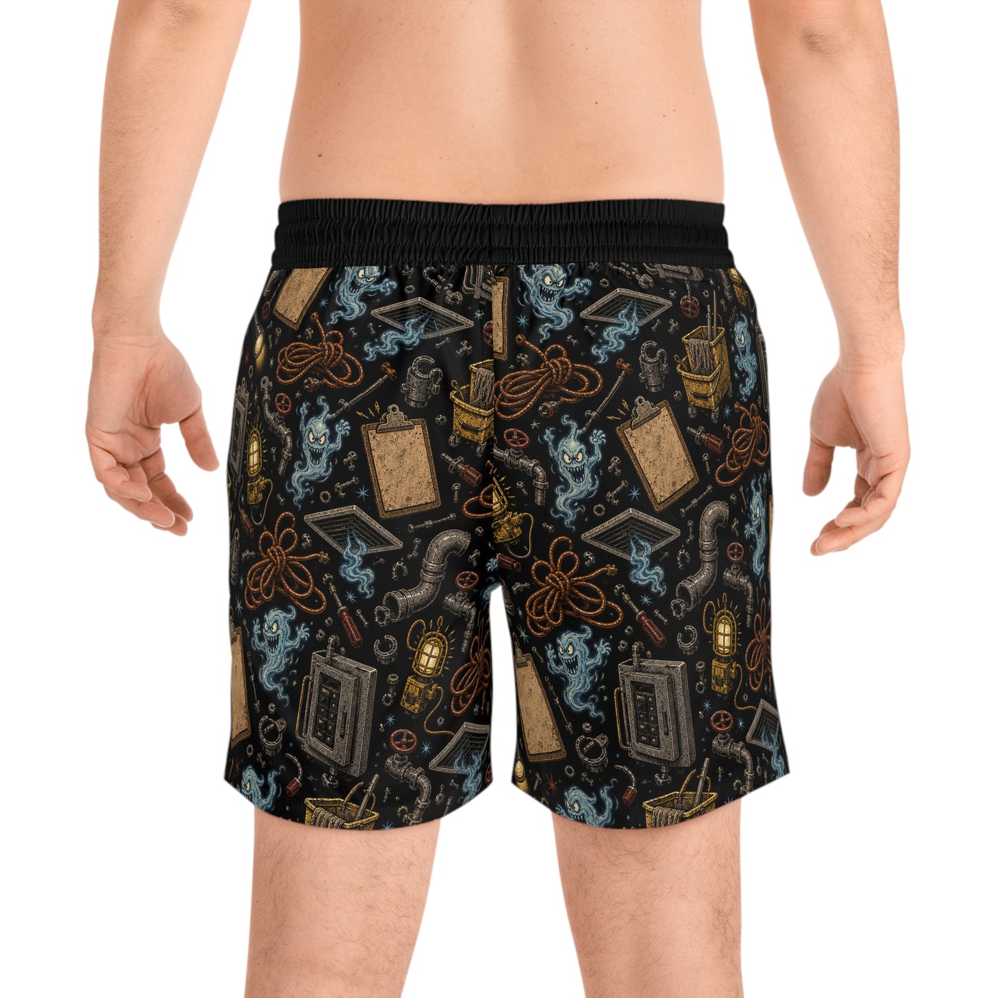 Dead Lake Creature Print Swim Shorts