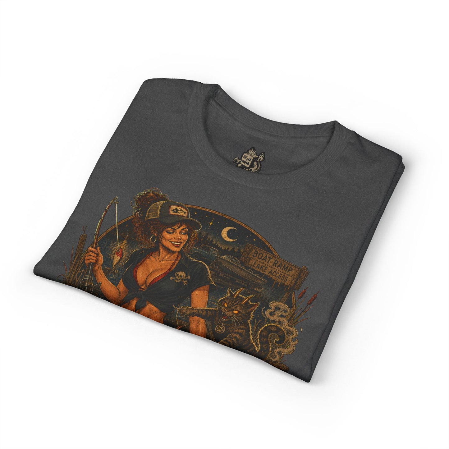 Bad Kitty Energy T-Shirt — Pinup Biker Cat Graphic Tee
