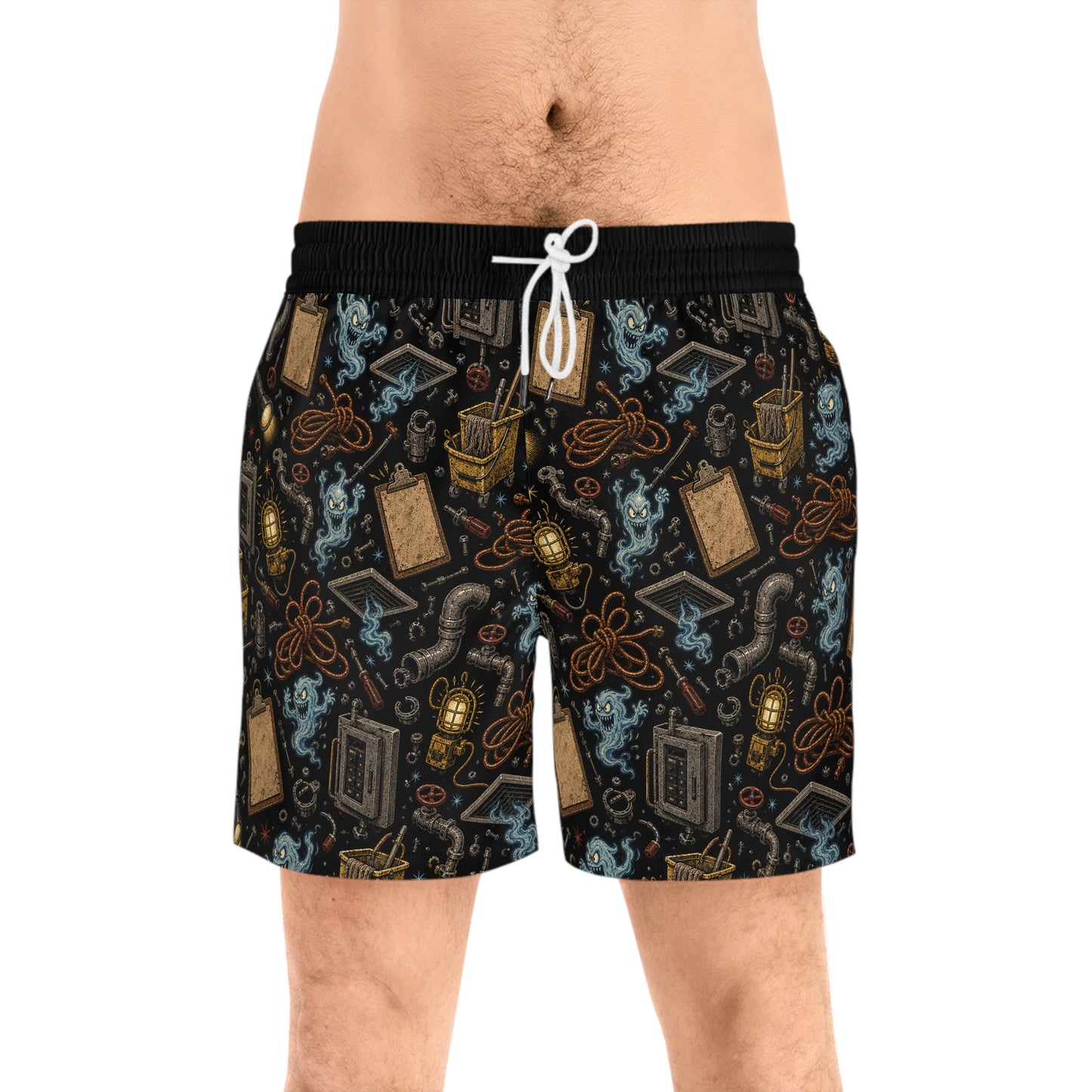 Dead Lake Creature Print Swim Shorts