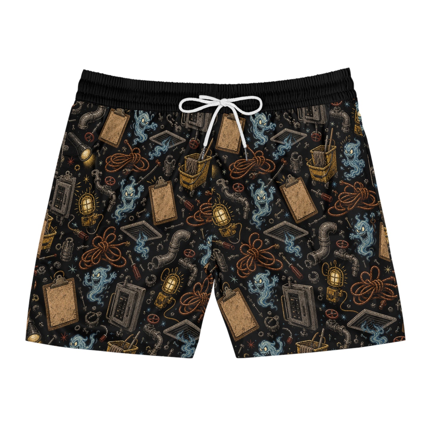 Dead Lake Creature Print Swim Shorts