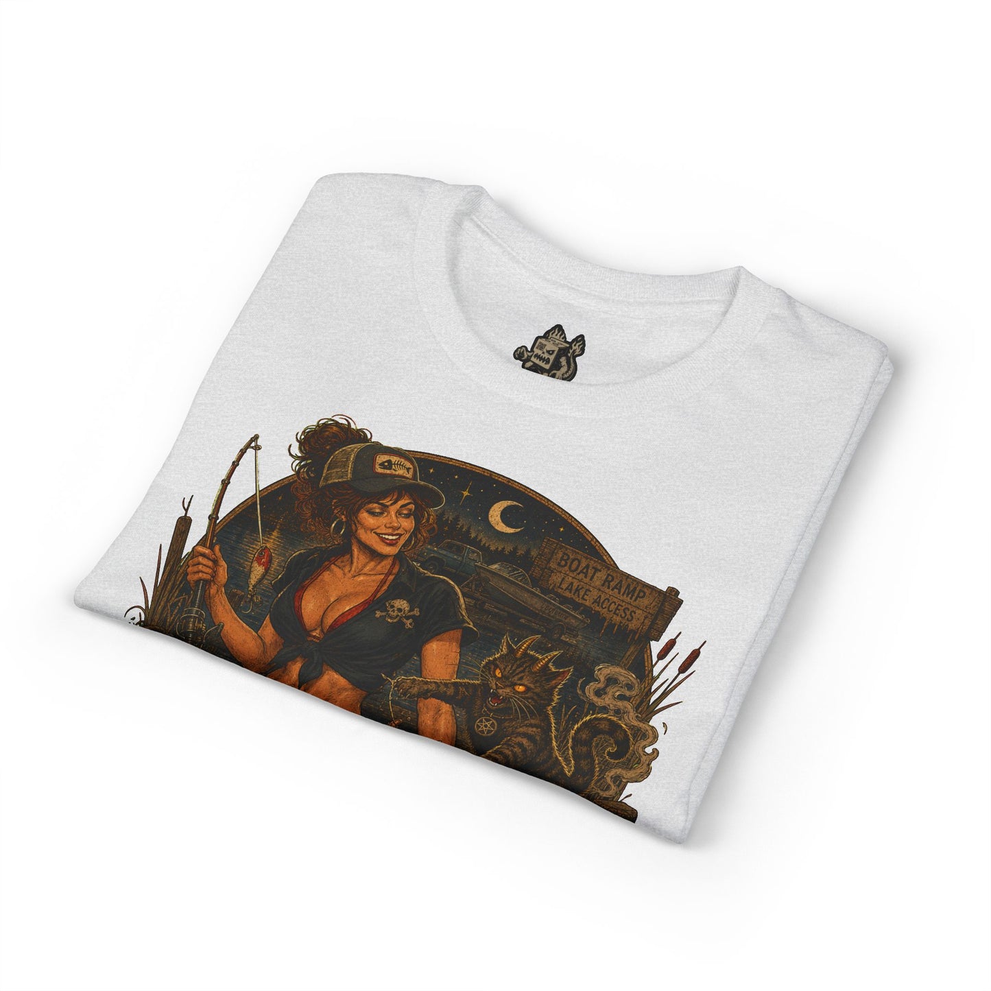 Bad Kitty Energy T-Shirt — Pinup Biker Cat Graphic Tee