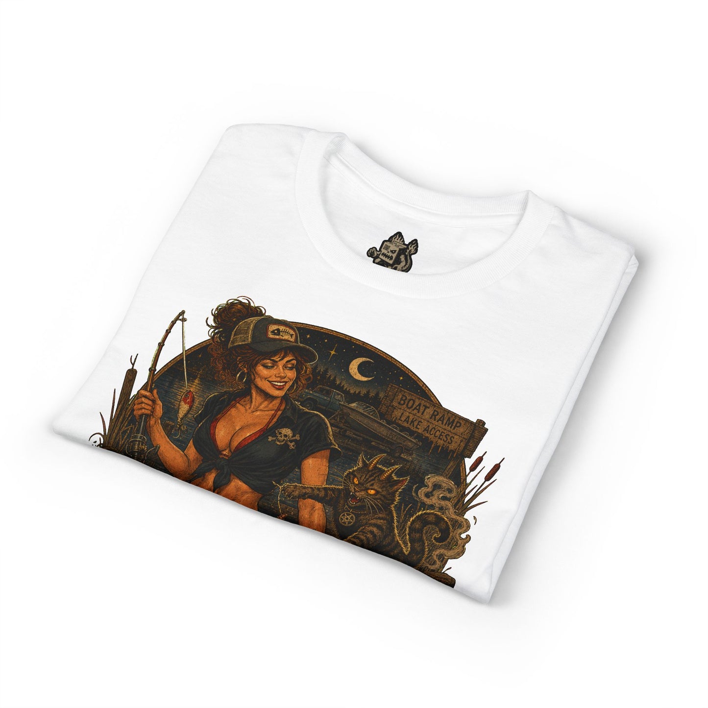 Bad Kitty Energy T-Shirt — Pinup Biker Cat Graphic Tee