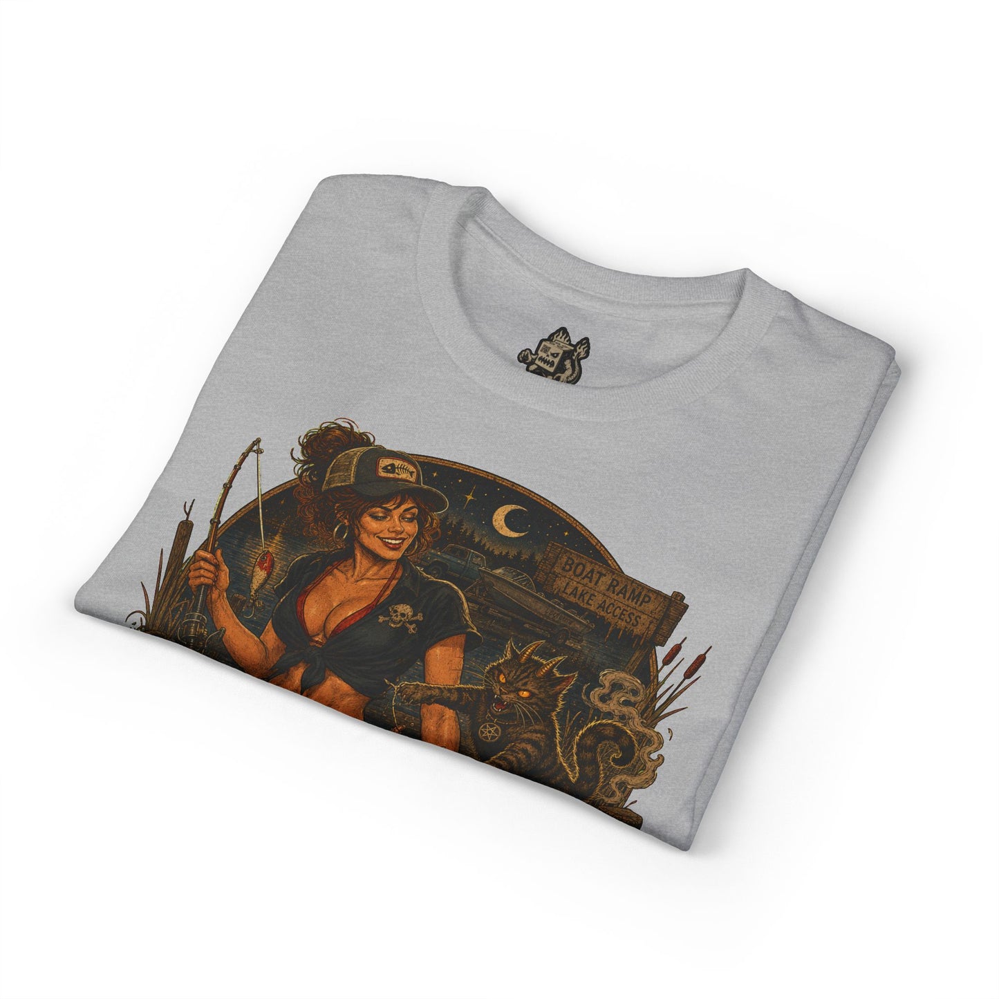 Bad Kitty Energy T-Shirt — Pinup Biker Cat Graphic Tee