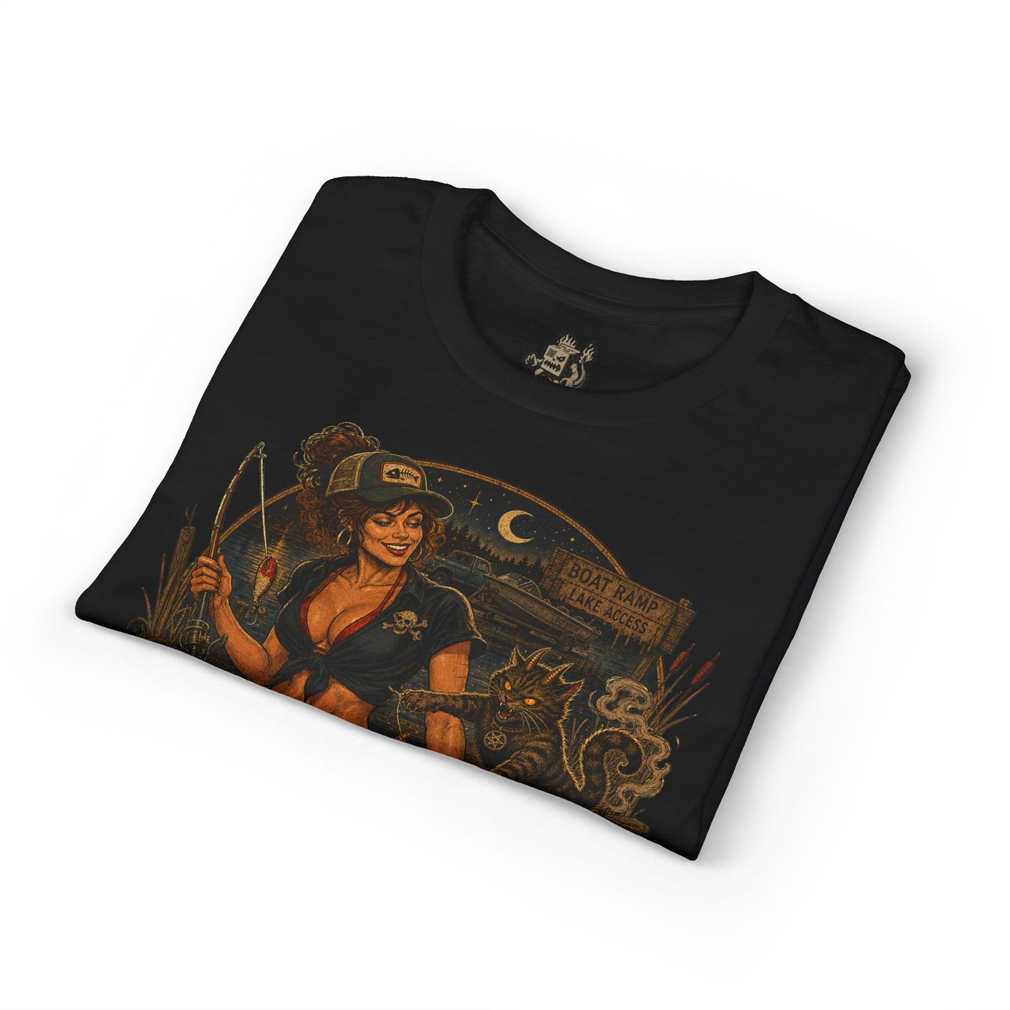 Bad Kitty Energy T-Shirt — Pinup Biker Cat Graphic Tee