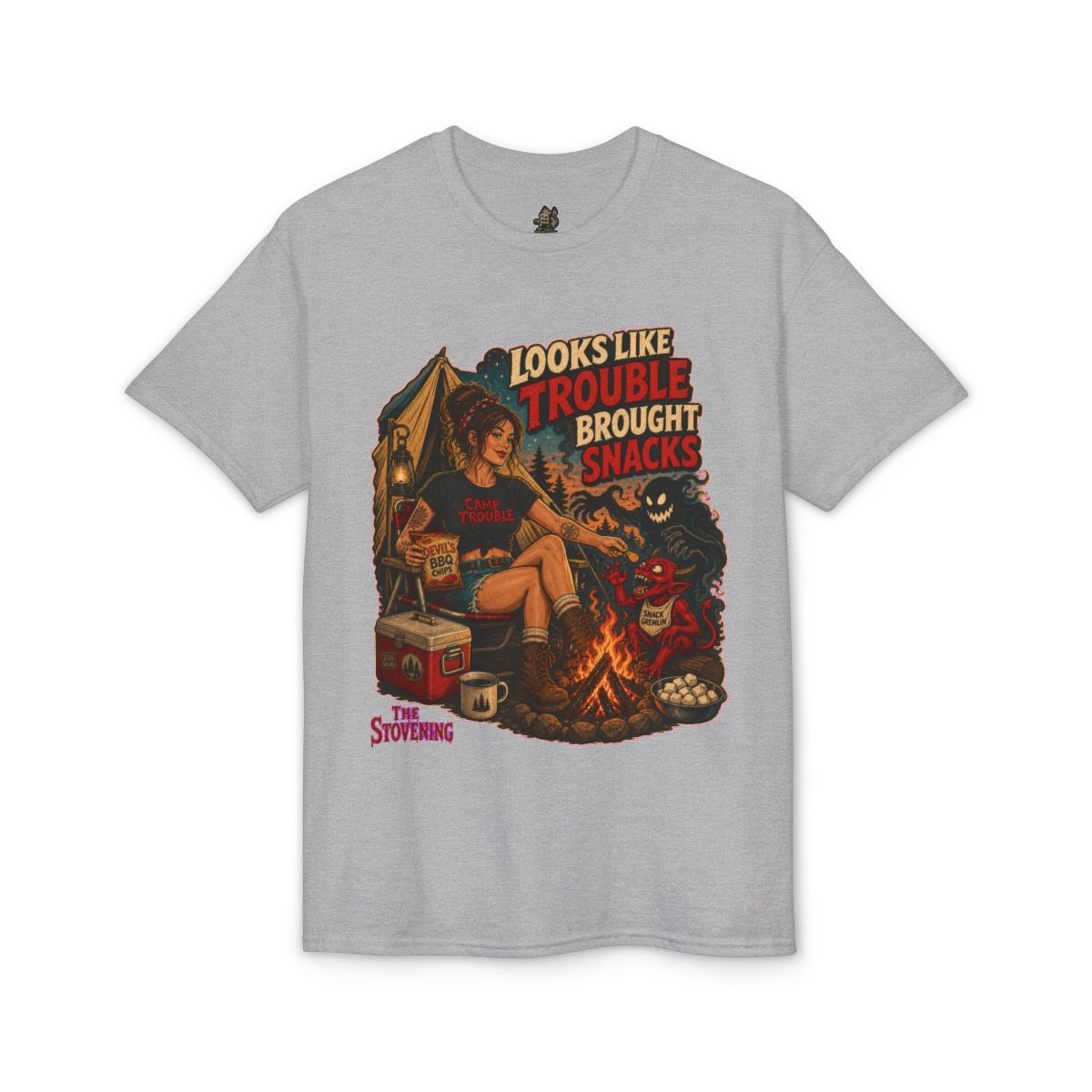 Looks Like Trouble Brought Snacks Tee - Sport Grey