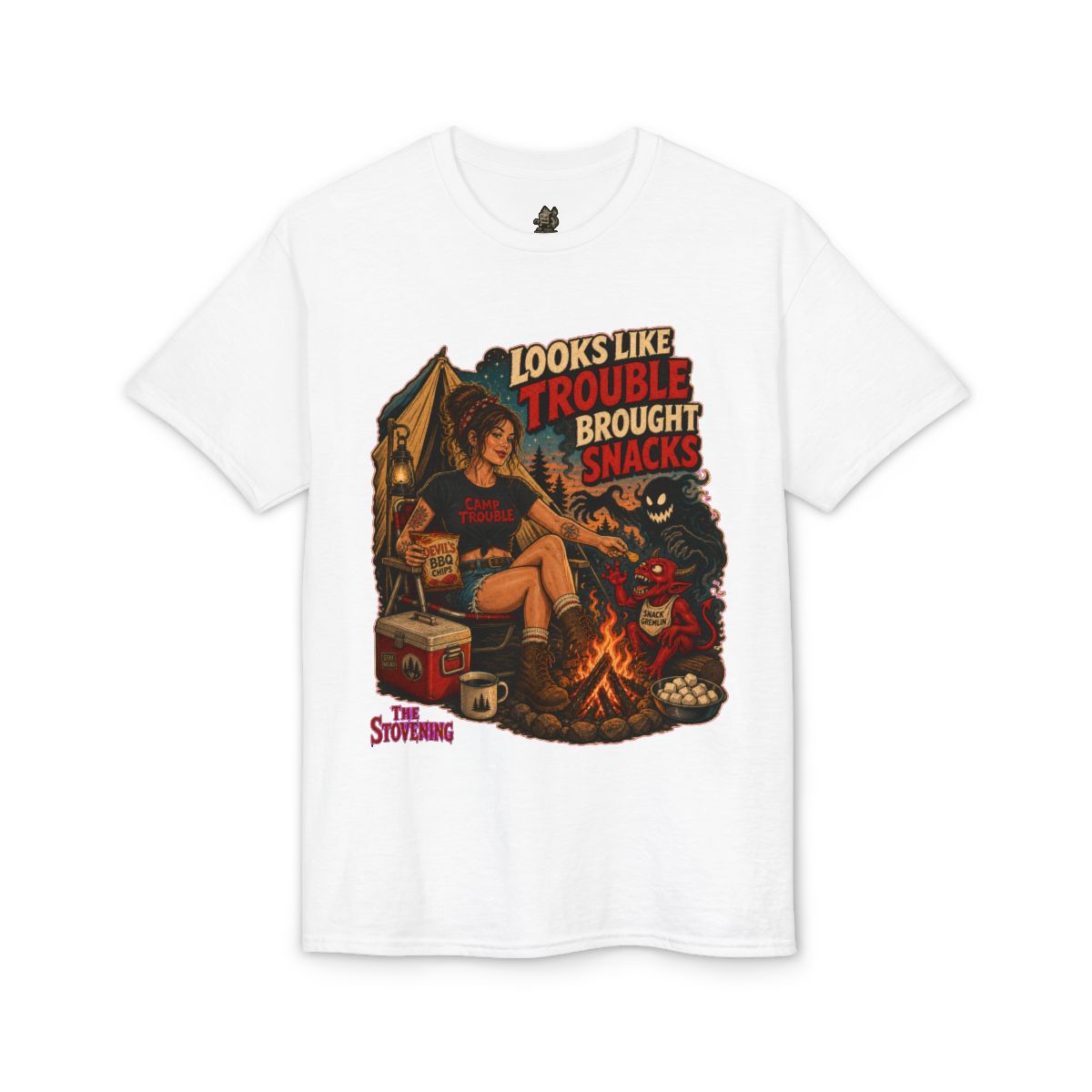 Looks Like Trouble Brought Snacks Tee - White