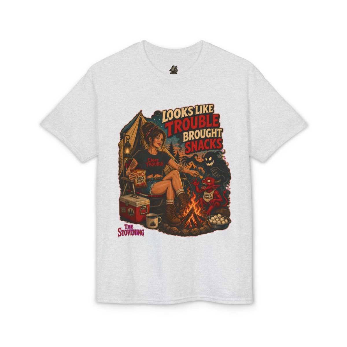 Looks Like Trouble Brought Snacks Tee - Ash