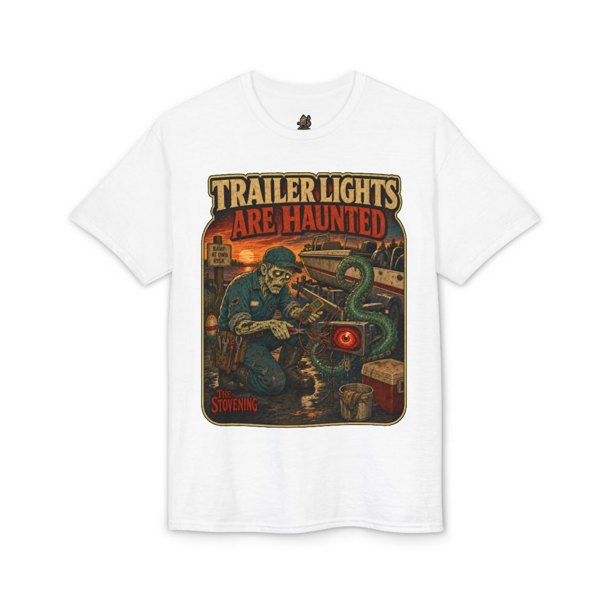 Trailer Lights Are Haunted Tee - White